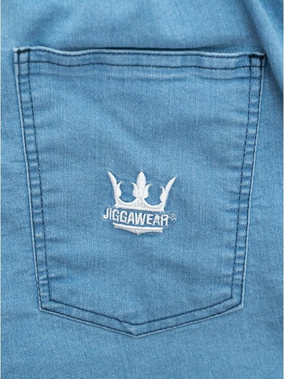 Jigga Wear Jigga Wear Szorty jeansowe Korona regulowane sznurki 132370 Niebieski Regular Fit