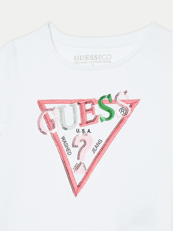 Guess Guess Tricou K5RI16 K6YW4 Alb Regular Fit