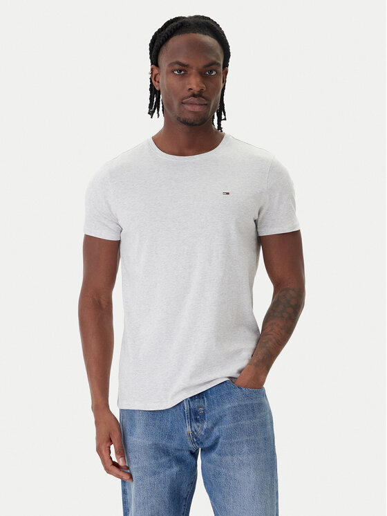 Tommy Jeans Tricou DM0DM04411 Gri Slim Fit