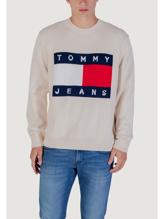 Tommy Jeans Tommy Jeans Maglione TJM REG MELANGE FLAG Bianco Casual Fit