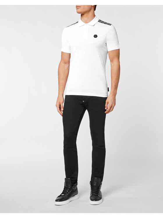 PHILIPP PLEIN PHILIPP PLEIN Polo 23823 Biały Slim Fit