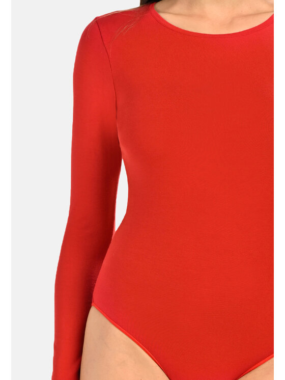 Teyli Teyli Body damskie z wiskozy Longy Czerwony Regular Fit