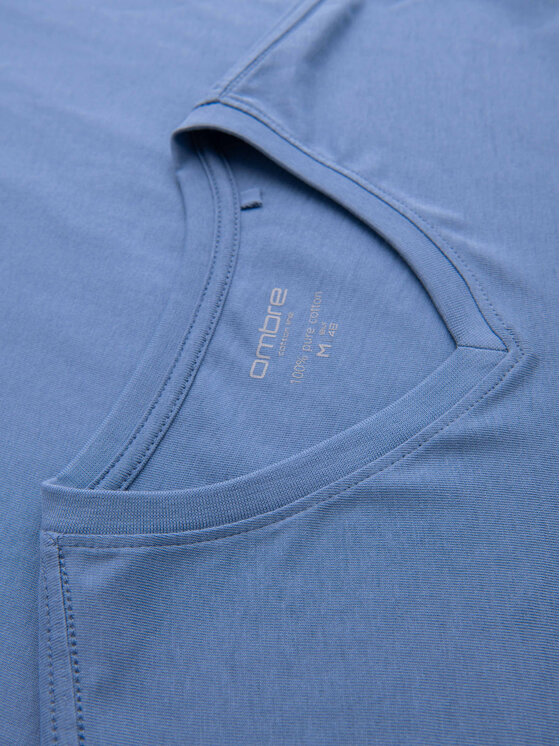 Ombre Ombre Longsleeve OM-LSBL-0143 Niebieski jasny Regular Fit