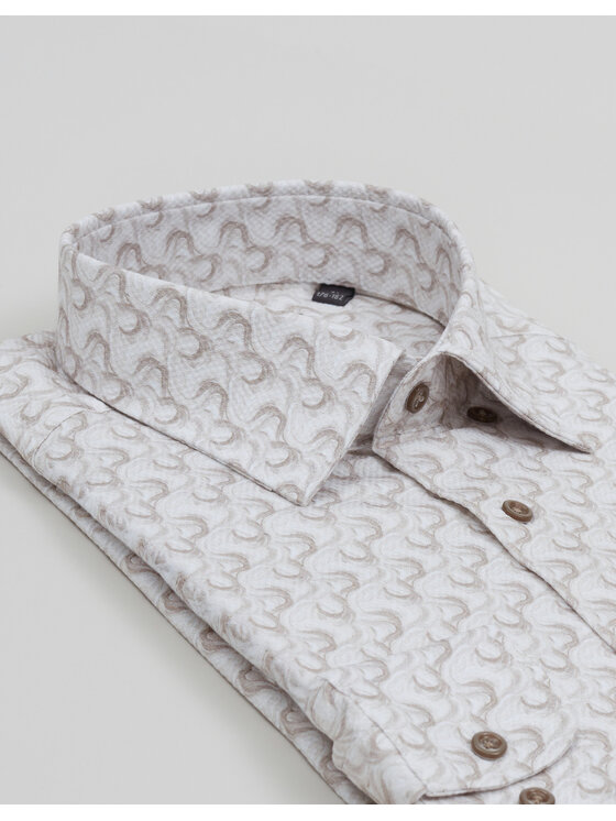 Borgio Borgio Koszula calimera_00693 Beżowy Slim Fit