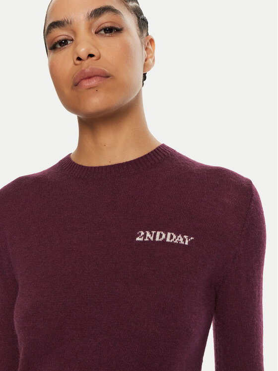 2NDDAY 2NDDAY Sweter Lance 2245343408 Bordowy Regular Fit
