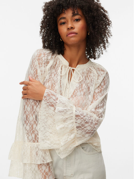 Vero Moda Vero Moda Bluzka Loulou 10345400 Biały Loose Fit