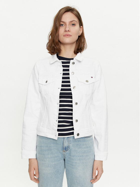 Tommy Hilfiger Tommy Hilfiger Τζιν μπουφάν WW0WW41336 Λευκό Regular Fit