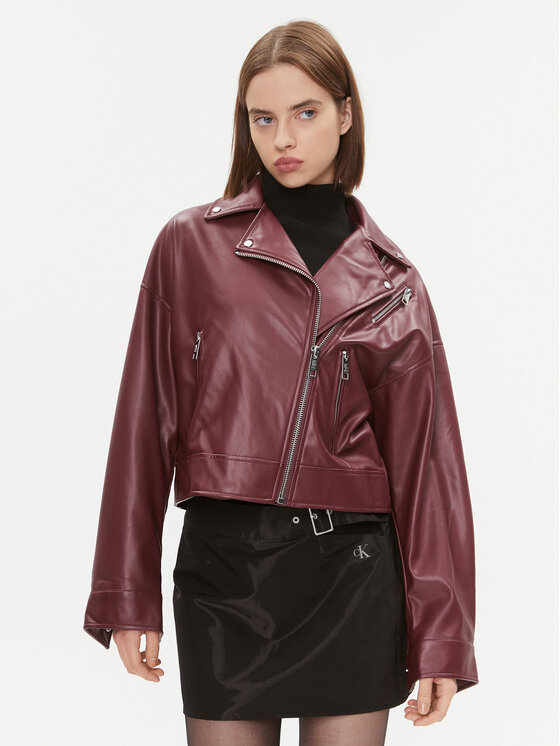 DKNY DKNY Odinė striukė P3GCTQ52 Vyšninė Regular Fit