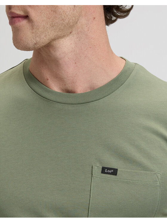 Lee Lee T-Shirt POCKET TEE Zielony Regular Fit