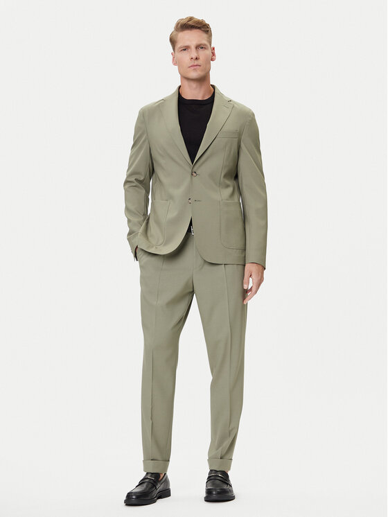 BOSS BOSS Riidest püksid C-Perin-DPL 50545822 Roheline Tapered Fit