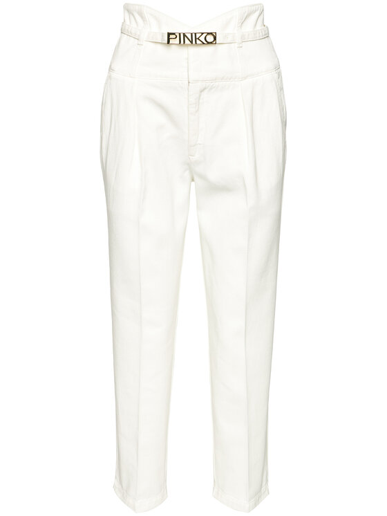 Pinko Pinko Spodnie materiałowe Ariel 8 PE 20 PRR 1N12W9 Y6SL Biały Regular Fit