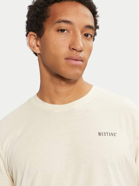 Mustang Mustang T-Shirt Austin 1015662 Εκρού Regular Fit