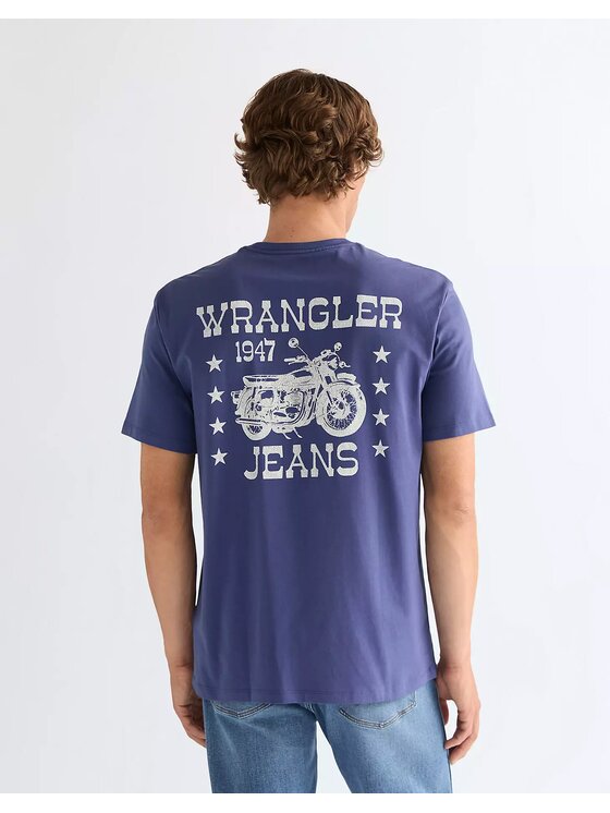 Wrangler Wrangler T-Shirt GRAPHIC TEE Niebieski Relaxed Fit