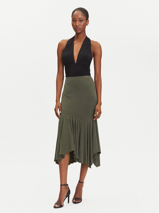 Guess Guess Midi suknja W5YD85 KCTB2 Zelena Regular Fit