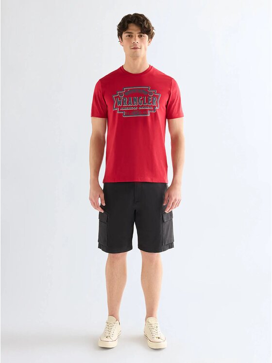 Wrangler Wrangler Szorty materiałowe PK CARGO SHORT Czarny Relaxed Fit
