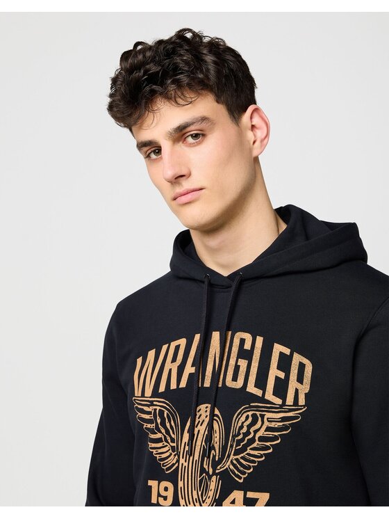 Wrangler Wrangler Bluza AMERICANA HOODIE Czarny Regular Fit