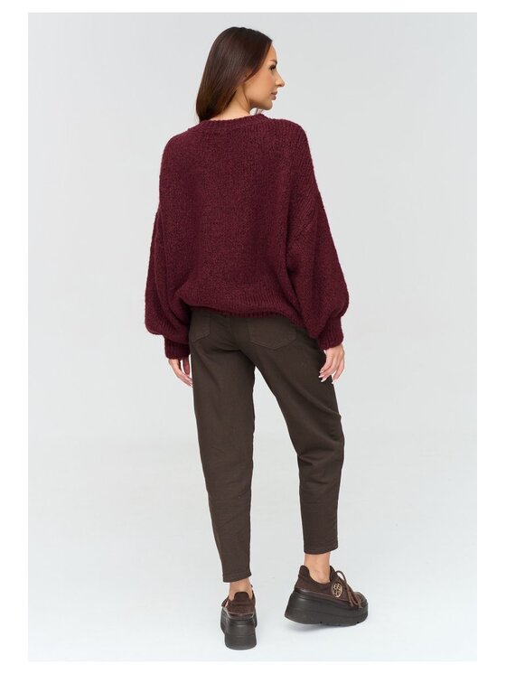 Makadamia Makadamia Sweter C83 Bordowy Loose Fit
