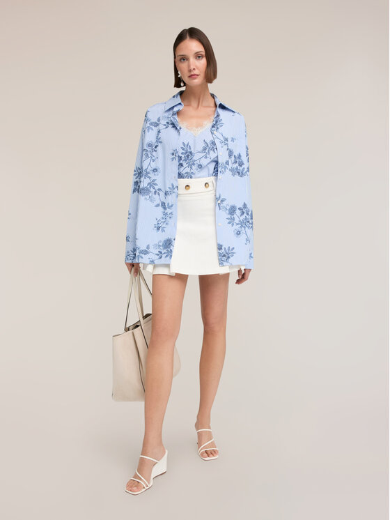 Motivi Motivi Camicia 5095Q001026N0R4 Turchese Over Fit