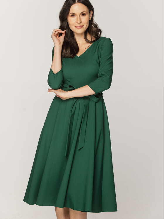 Willsoor Willsoor Sukienka koktajlowa 67863 Zielony Flared Fit