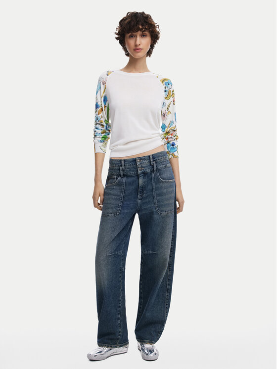 Desigual Desigual Πουλόβερ 25SWJF31 Λευκό Regular Fit