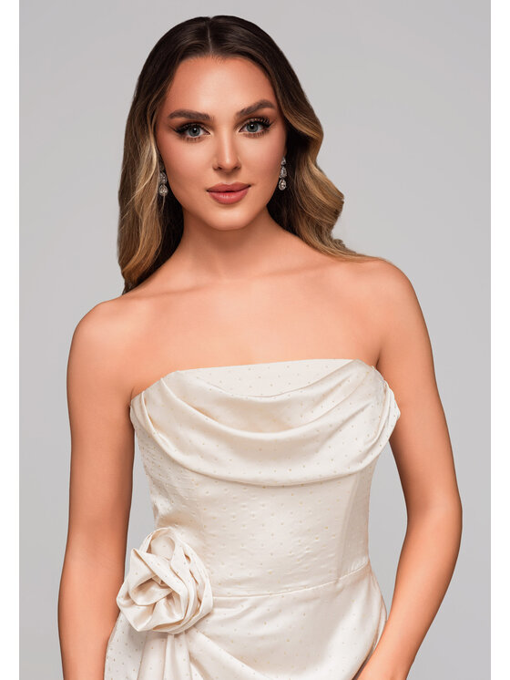 Ombre Ombre Sukienka wieczorowa LA-OM-DLR104 Écru Regular Fit