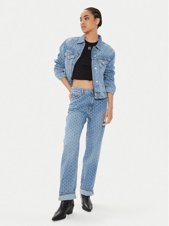 HUGO Hugo Jeans hlače 50514131 Modra Straight Fit