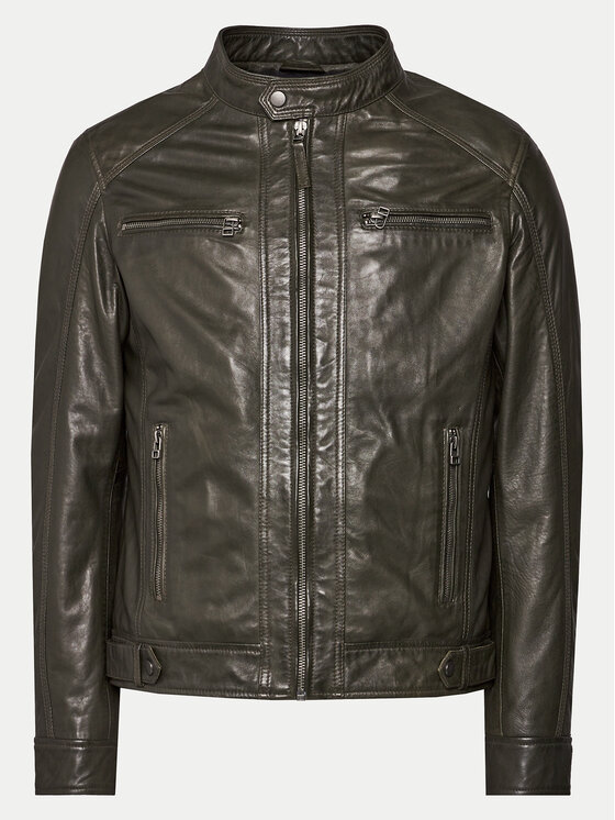 Serge Pariente Serge Pariente Lederjacke Erico Grün Regular Fit