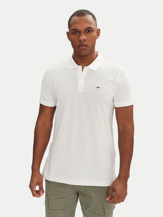 Tommy Jeans Tommy Jeans Polo marškinėliai DM0DM20676 Balta Slim Fit
