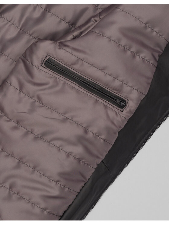 Borgio Borgio Kurtka skórzana isera_c Czarny Slim Fit