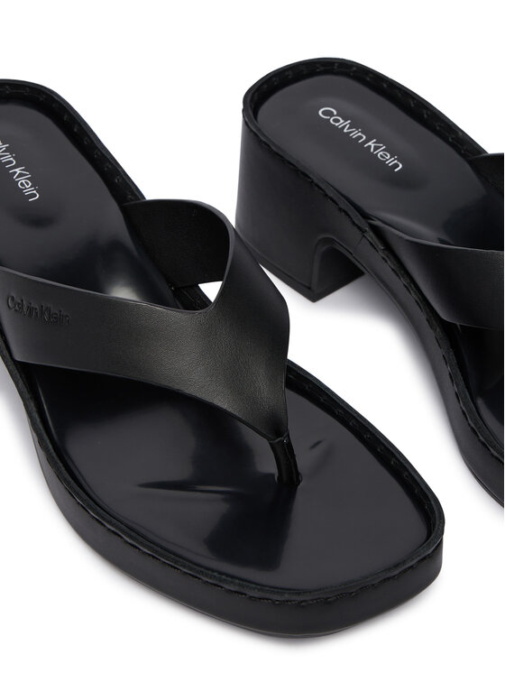 Calvin Klein Calvin Klein Flip-flops Block Heel Sndl Thong Lth HW0HW02913 Fekete