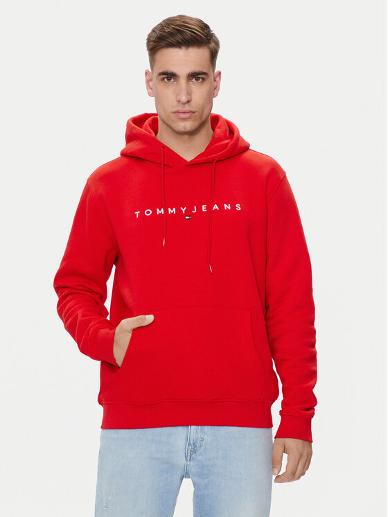 Tommy Jeans Sweatshirt Linear Logo DM0DM17985 Rot Regular Fit