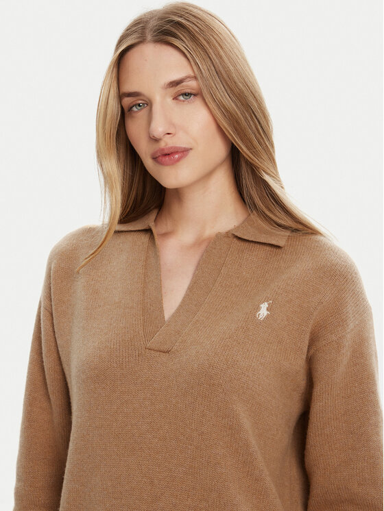 Polo Ralph Lauren Polo Ralph Lauren Sukienka dzianinowa 211A91143001 Beżowy Slim Fit