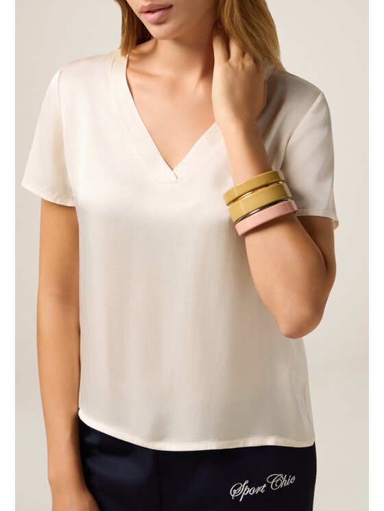 Oltre Oltre Blusa 2463R003055N021 Bianco Regular Fit