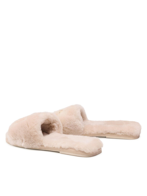 Tory Burch Tory Burch Παντόφλες Double T Shearling 83484 Μπεζ