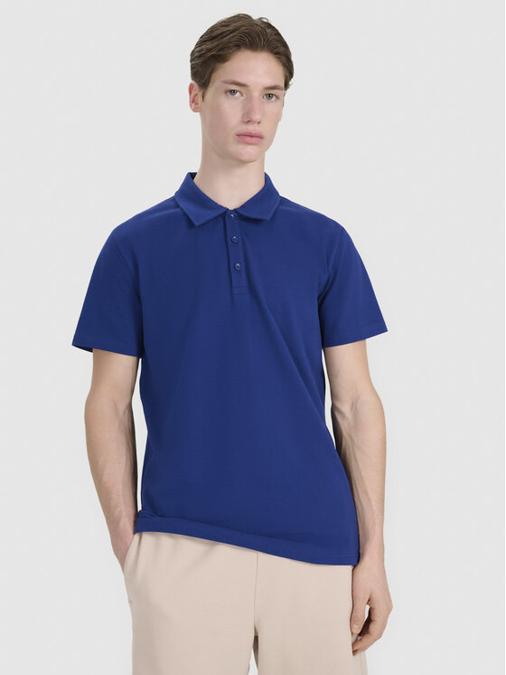 4F 4F Polo MIDSHOP TEXTILE Granatowy Regular Fit