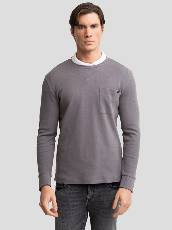 BIG STAR BIG STAR Longsleeve DEMIR_903_180 Szary Basic Fit