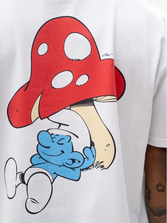 Smerfy Smerfy T-Shirt Szeroka street Toadstool 117236 Biały Oversize