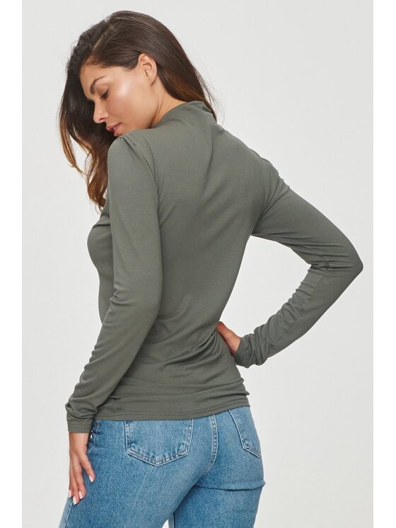 Makadamia Makadamia Bluzka M840 Khaki Shaped Fit