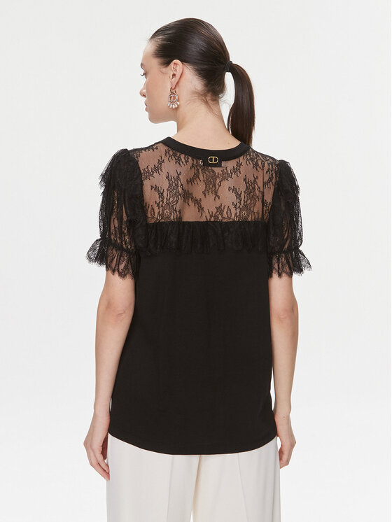 TWINSET TWINSET Μπλουζάκι 241TP2217 Μαύρο Regular Fit