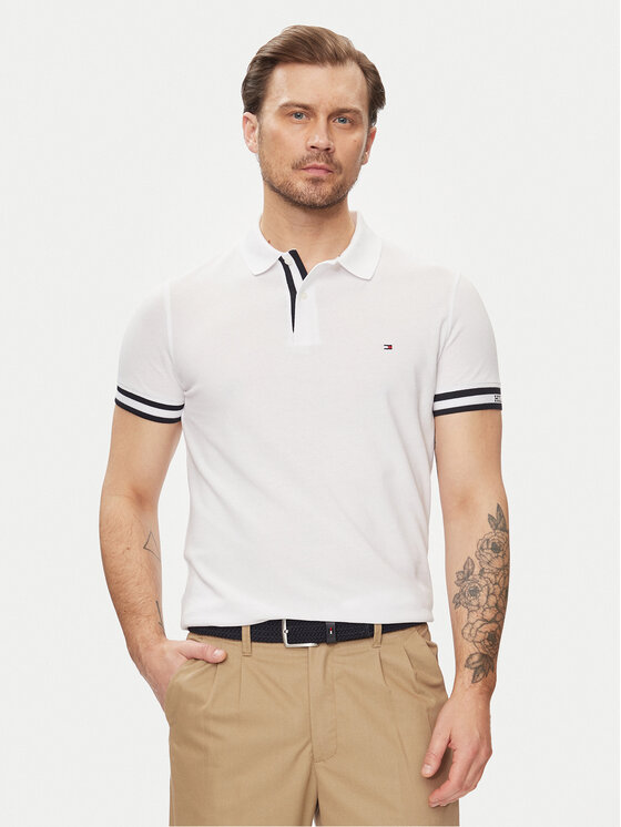Tommy Hilfiger Polo Monotype MW0MW34737 Blanc Slim Fit | Modivo.fr