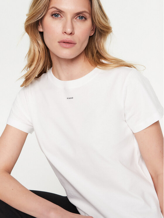 Tシャツ・カットソー PINKO Woman T-Shirt White 104604A2F8 Z05 Pinko Donna T-shirt con Logo Effetto Metal 104603 A2D1 Z05