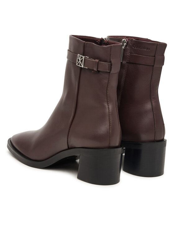Calvin Klein Calvin Klein Botki Block Heel Ank Boot Lth Hdw HW0HW03171 Brązowy