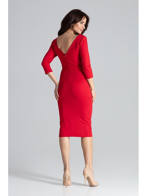 Lenitif Lenitif Sukienka K476 Czerwony Regular Fit