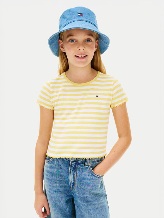 Tommy Hilfiger Tricou KG0KG08590 Galben deschis Slim Fit