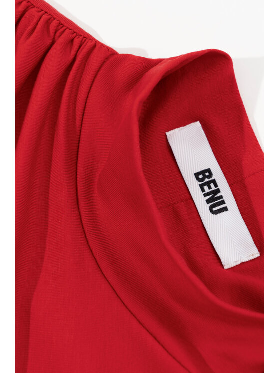 BENU BENU Bluzka Drapowana Czerwony Slim Fit