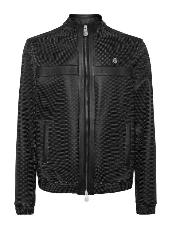 Billionaire Billionaire Kurtka skórzana 24383 Czarny Regular Fit