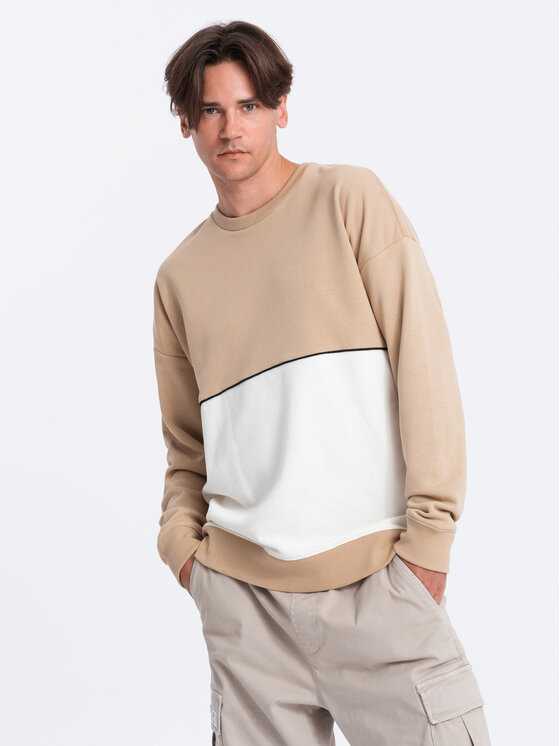 Ombre Męska Bluza, rozmiar L, Beżowa, OM-SSNZ-0130
