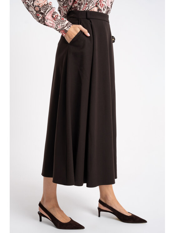 CLICK CLICK Midi sukně 70-751 Tmavě hnědá Flare Fit