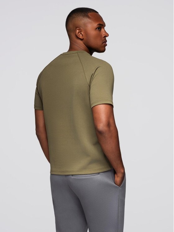 Ombre Ombre T-Shirt OM-TSCT-0240 Zielony ciemny Comfortable Fit