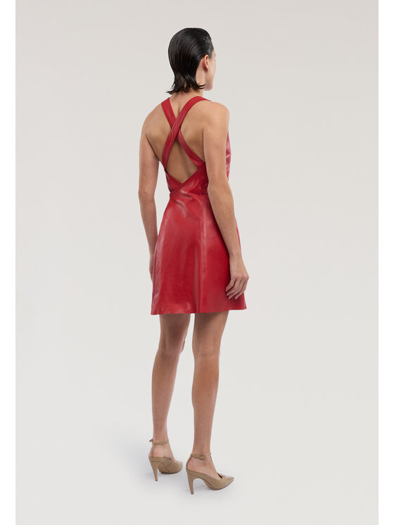 Trussardi Trussardi Sukienka skórzana 7876A001827N016 Czerwony A-Line Fit